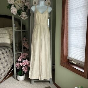 NWT Women’s Universal Thread Ecru Cotton/Linen Jumpsuit Spaghetti Strap Size XS